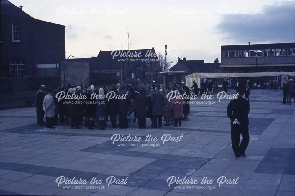 Unknown Gathering of People on the Market Place, Staveley, c 1960s-70s