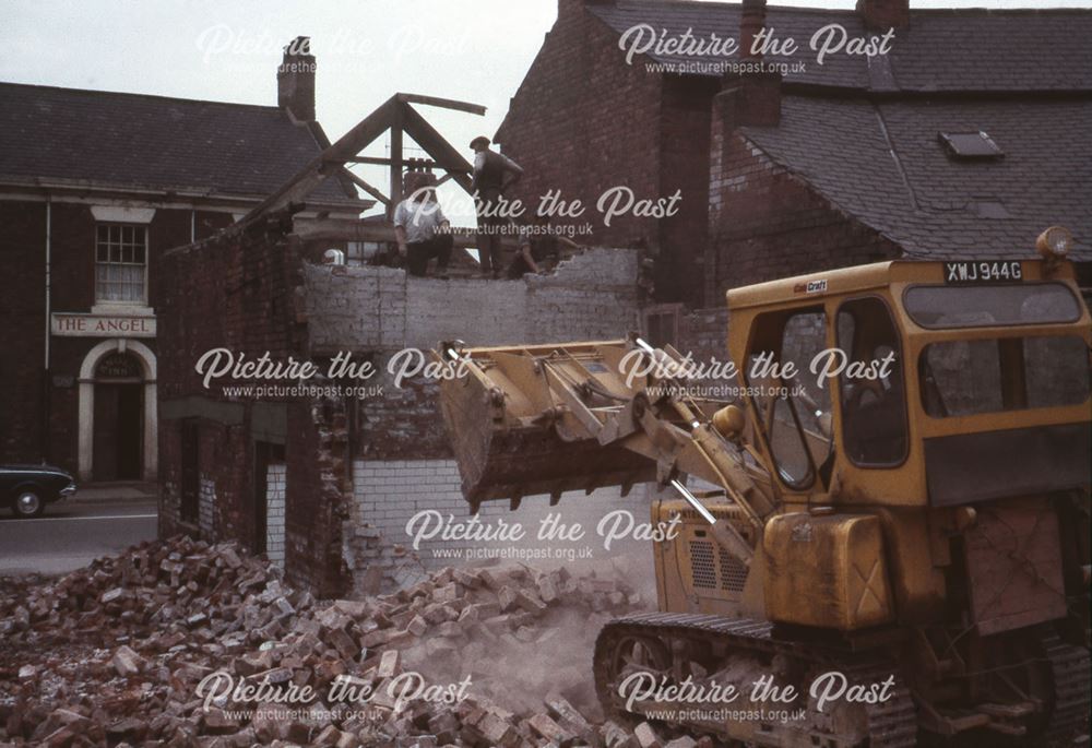 Demolition of Widdowson's Opposite The Angel Inn, Stavely, c 1970s