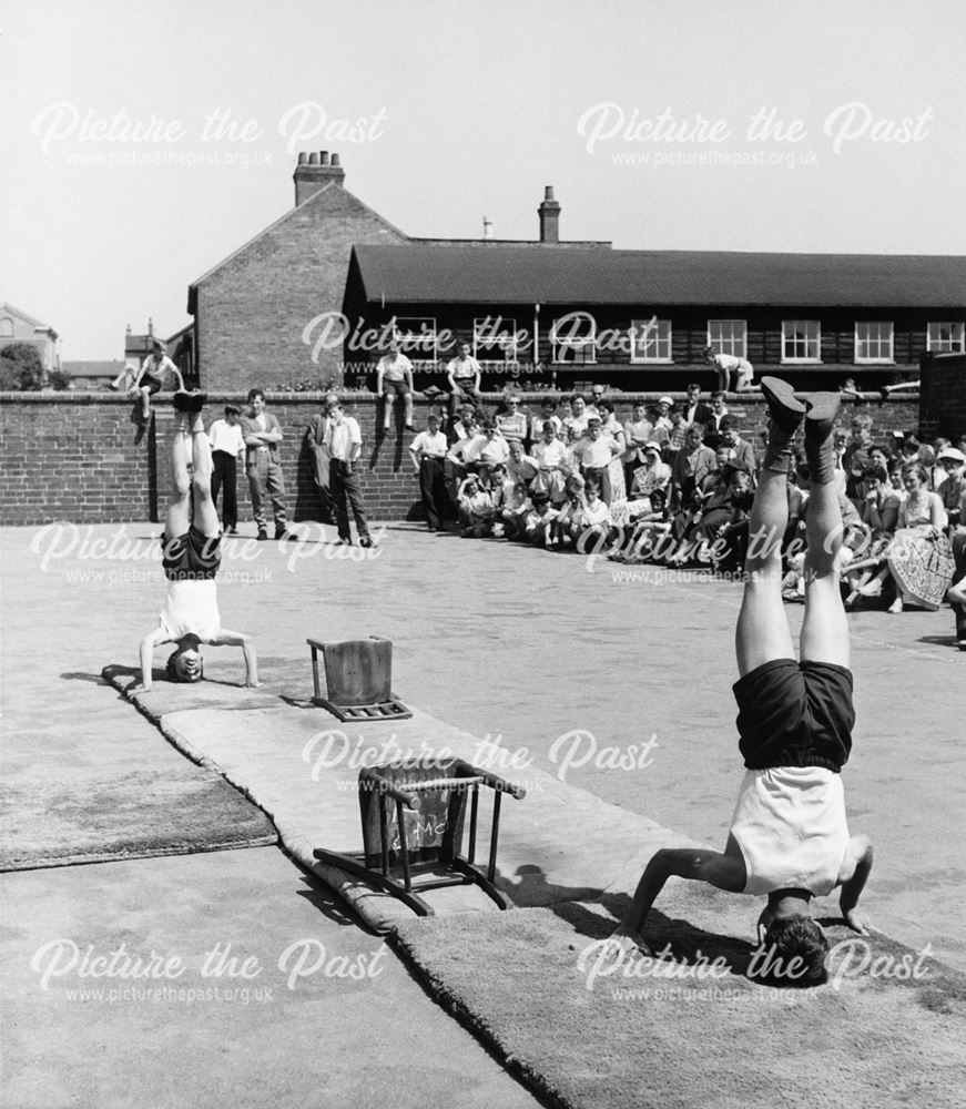 County Senior Boys School Gymnastic Display, Shirley Road, Ripley, c 1954