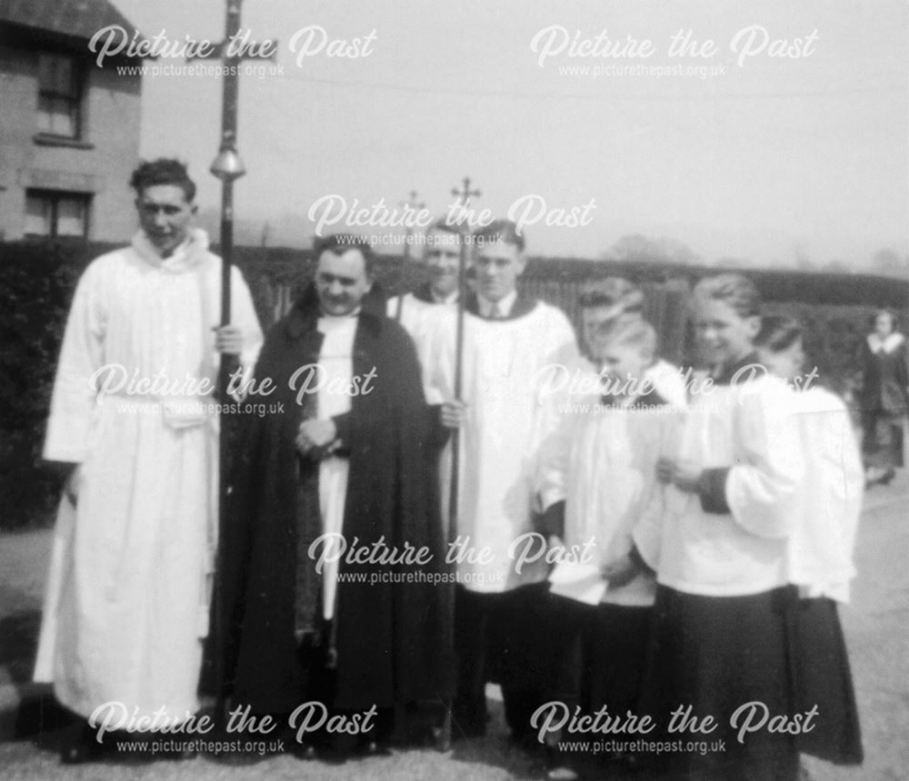 Choir Members and Rev W Pemberton, Stonebroom, c 1920