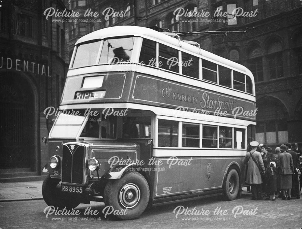 Ripley Trolley Bus, King Street, Nottingham, 1953