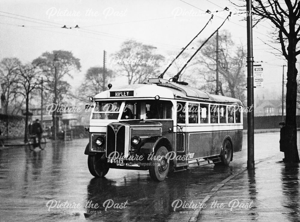 Ripley trolley Bus, Mansfield Road, Basford, Nottingham, 1933