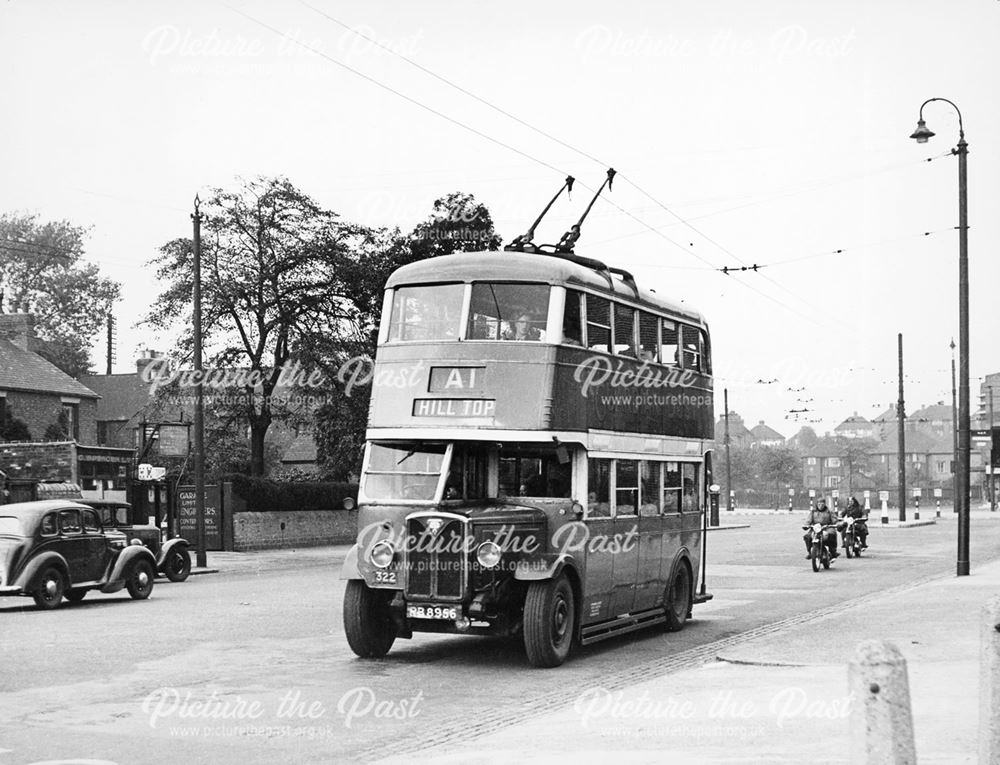 Ripley Trolley Bus, VAlley Road, Basford, Nottingham, 1948