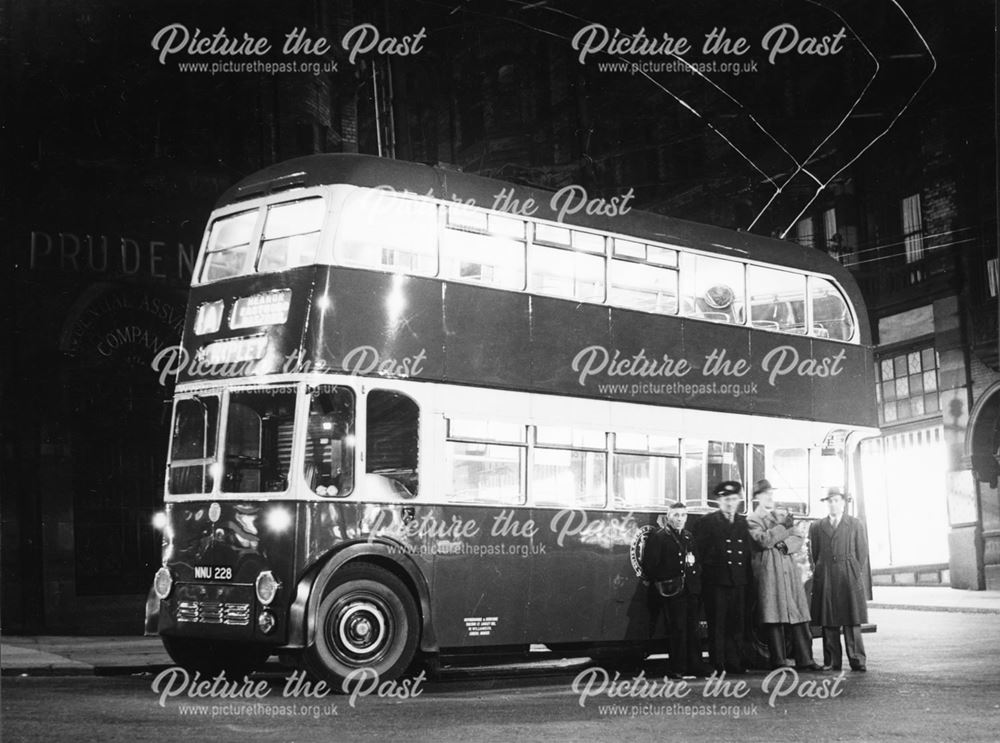 Last Trolley Bus to Ripley, King Street, Nottingham, 1953