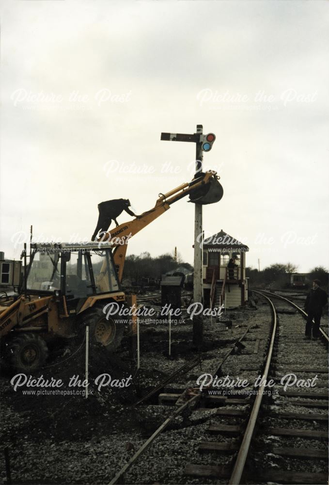 Dismantling of Signal Post, Midlands Railway Centre, Butterley, c 1986