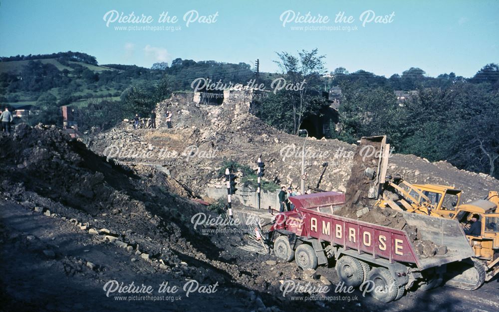 Demolition of Cromford Canal Aqueduct, Ripley Road, Bullbridge, 1968