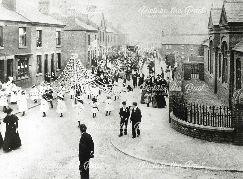 May Day Procession, Cotmanhay Road, Ilkeston, c 1900