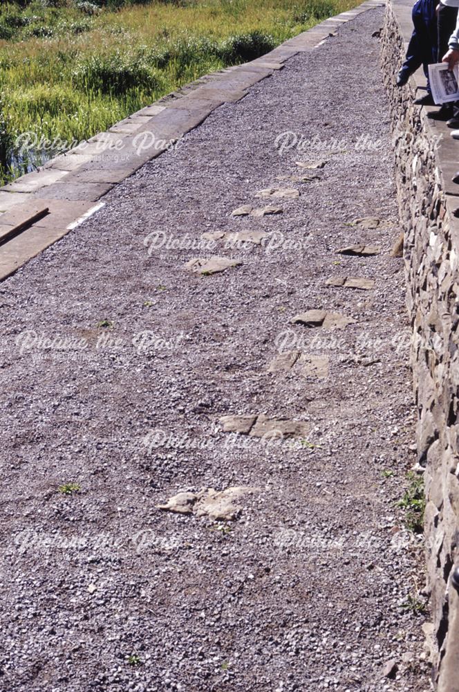 Stone sleeper blocks at canal basin, Buxworth, 1990