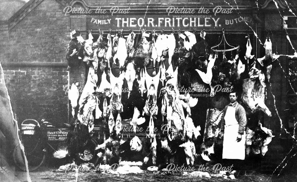 Theo R Fritchley, Family Butcher, Market Street, Draycott, c 1910s ?