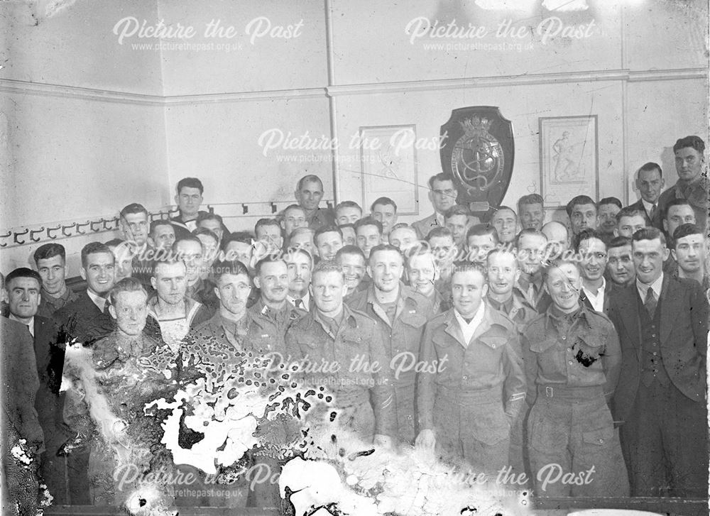 Interior photograph of a Group of servicemen, Ilkeston?, c 1930s-50s
