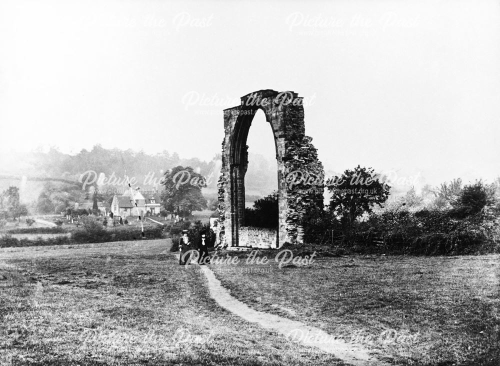 The abbey arch viewed from the north east, and Dale church