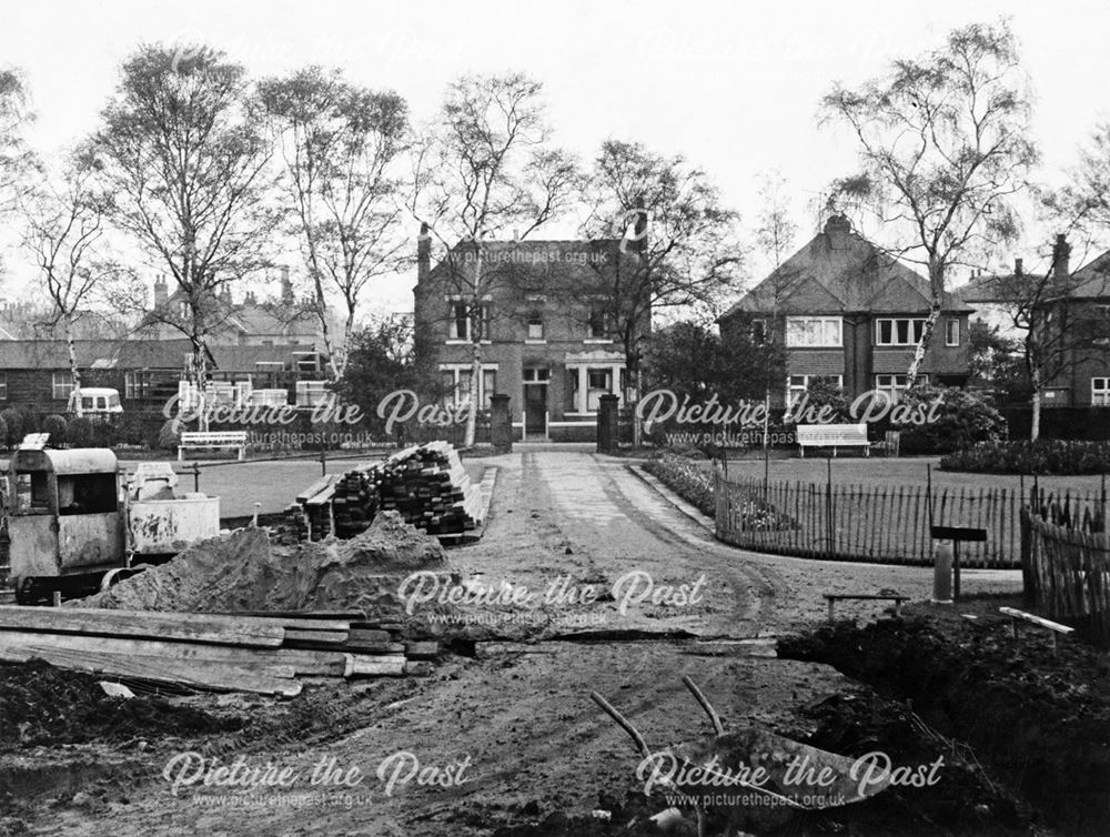 View from the side of the Library during construction of The Stevenson Gallery