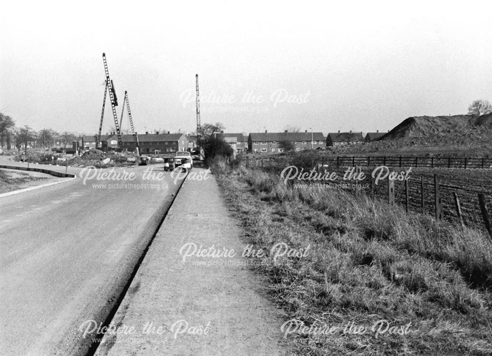 Construction of the M1 Motorway embankment and bridge over Longmoor Road