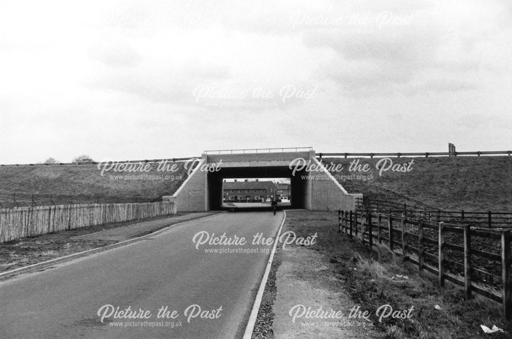 The newly constructed Motorway embankment and bridge over Longmoor Lane