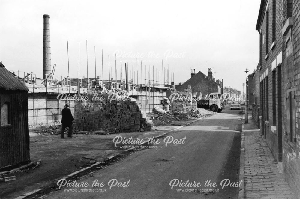 Lower Brook Street during construction of Romorantin Place Flats