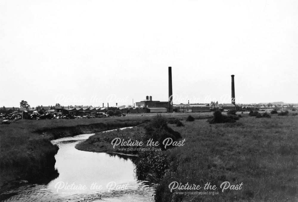 Rear view of Elson and Robbins/Wade Spring factories on Bennett Street, looking from the River Erewa