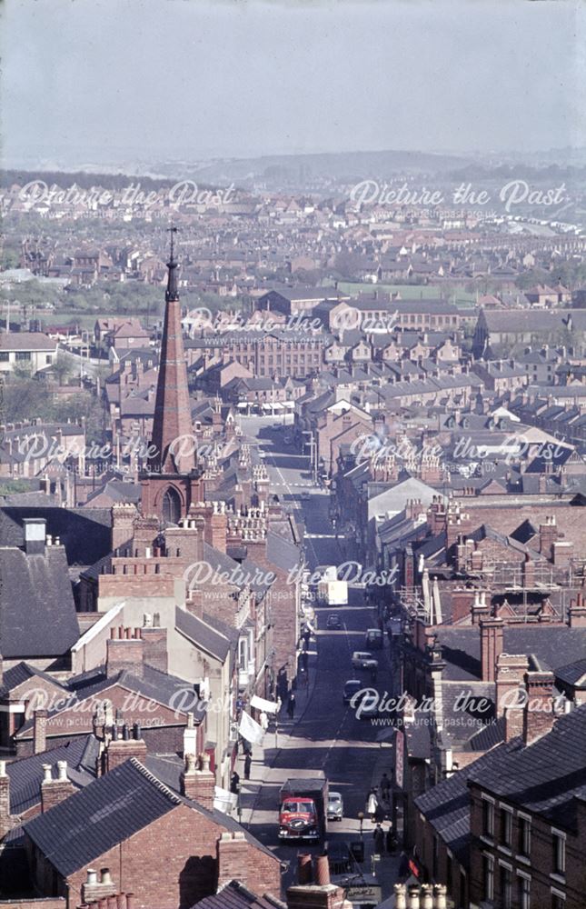 Aerial view of Bath Street, Ilkeston, looking over towards Cotmanhay and beyond