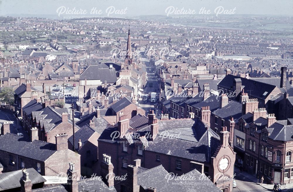 Aerial view of Bath Street, Ilkeston, looking over towards Cotmanhay and beyond