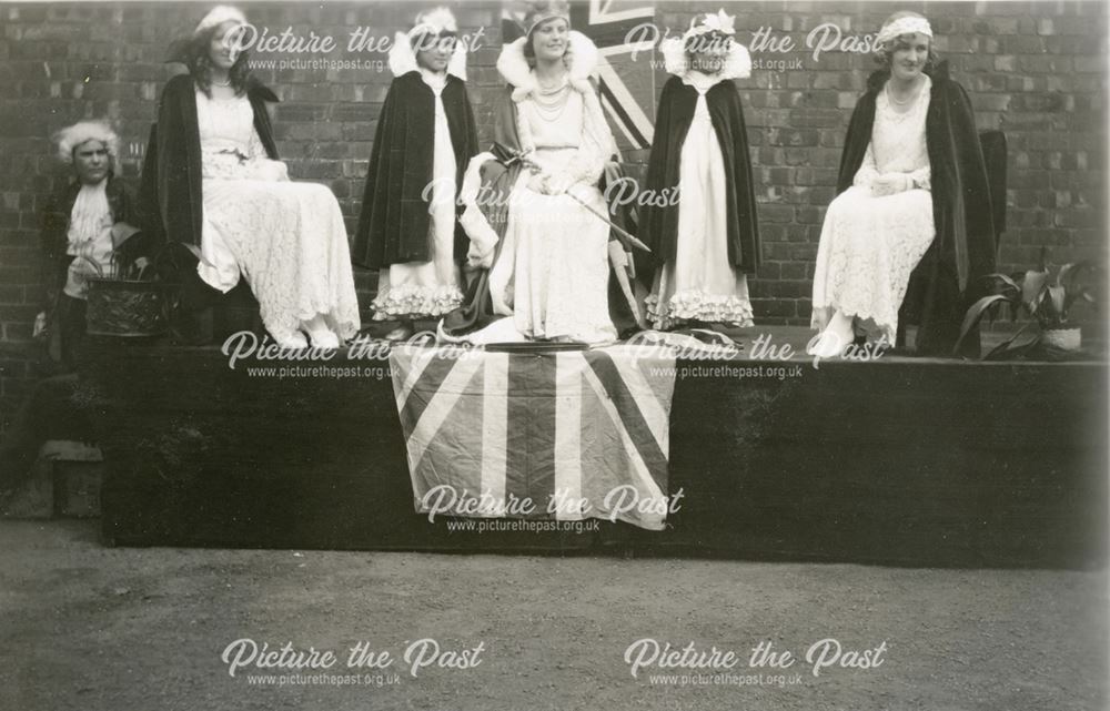 Carnival Queen and Retinue visit the National School, Claye Street, Long Eaton, 1932