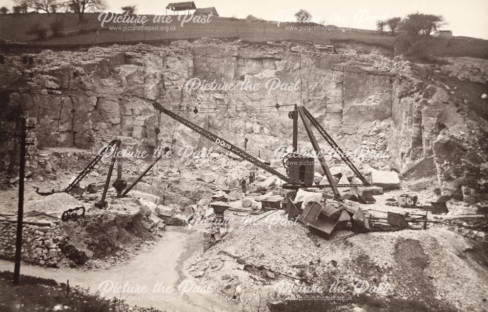 Workmen posed against the Quarry Face