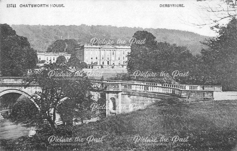 Chatsworth House and bridge over the River Derwent