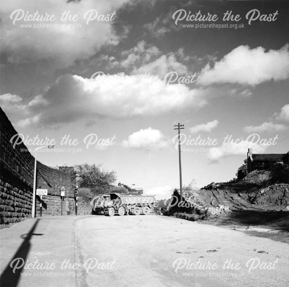 Cromford Canal, view of the demolished Bullbridge Aqueduct and railway line on the left