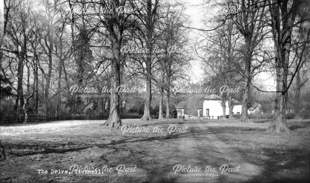 Driveway to Calke Abbey and Ticknall Lodge, Ticknall, c 1960 ?