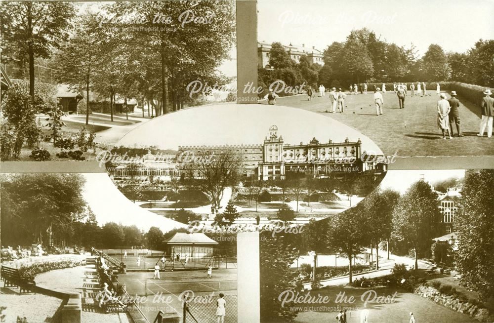 Composite view of the Hydro, grounds and tennis courts