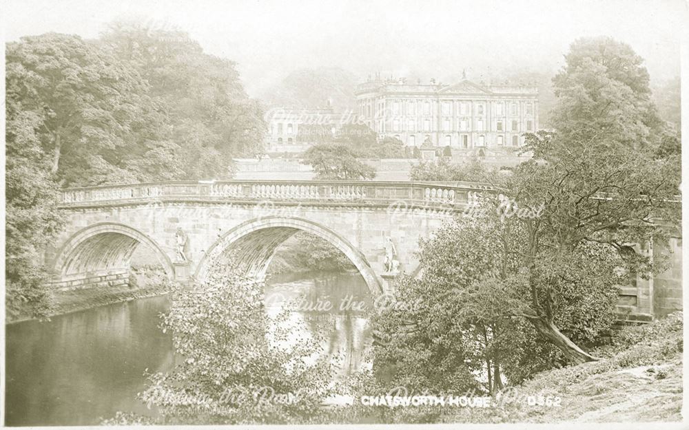 Chatsworth House and bridge over the River Derwent