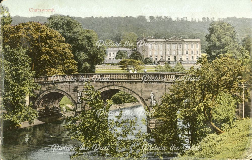 Chatsworth House and bridge over the River Derwent