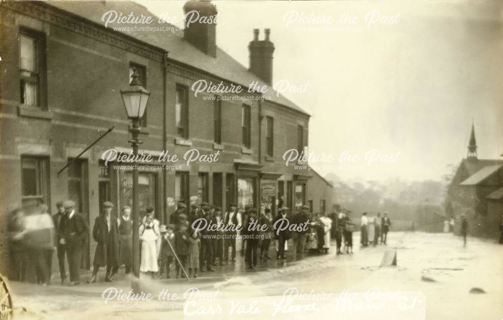 Carr Vale in flood, Main Street