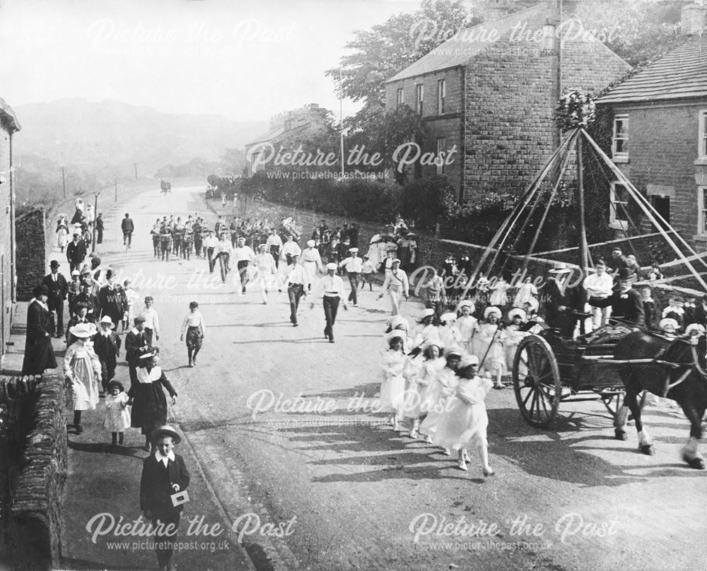 May Day Procession, Buxton Road, Furness Vale, c 1896