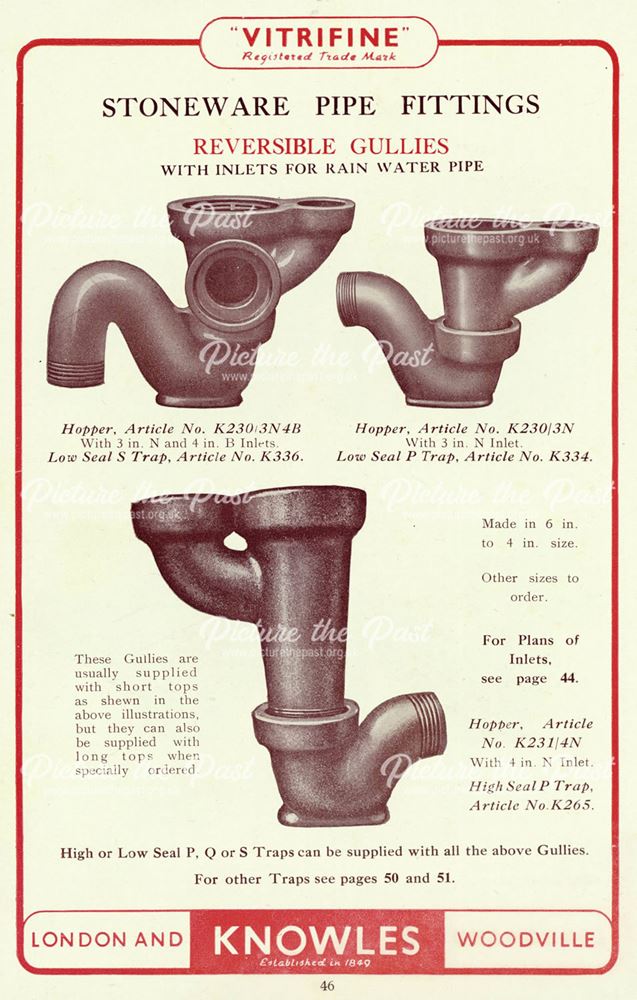 Stoneware pipe fittings, John Knowles and Co.