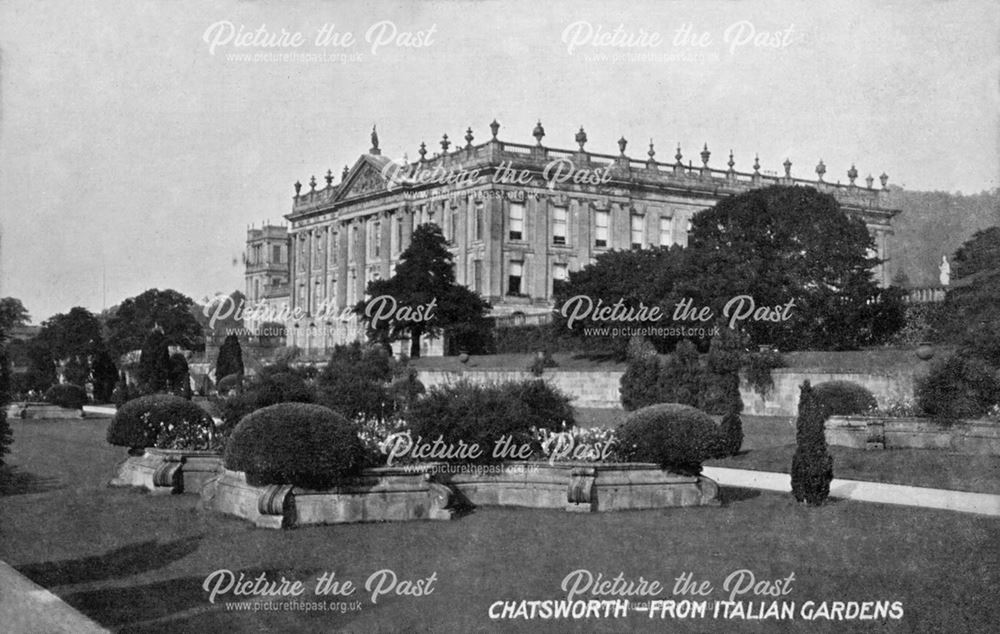 View of Chatsworth House from the Italian Gardens