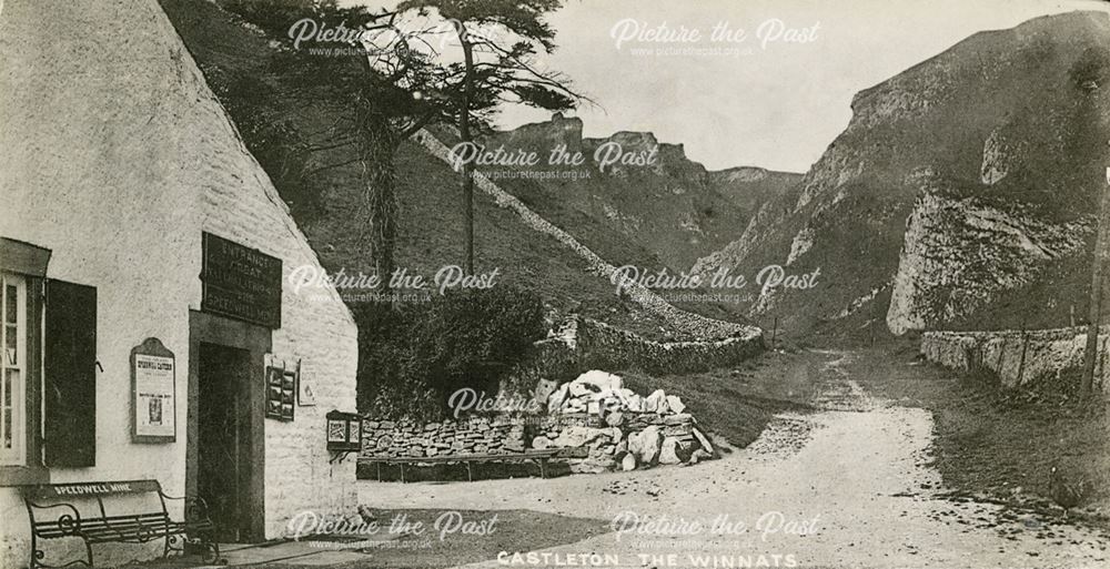 Entrance to Speedwell Mine, Winnats Pass, Castleton, c 1902