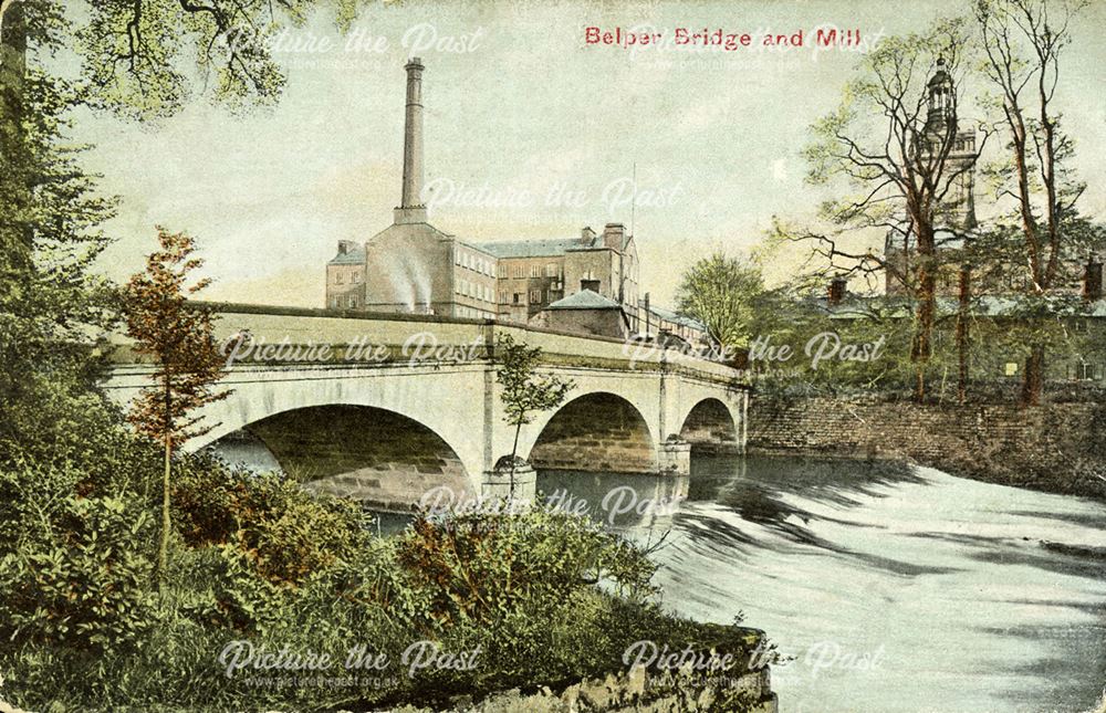 View of Strutt's Mills and Belper Bridge over the River Derwent