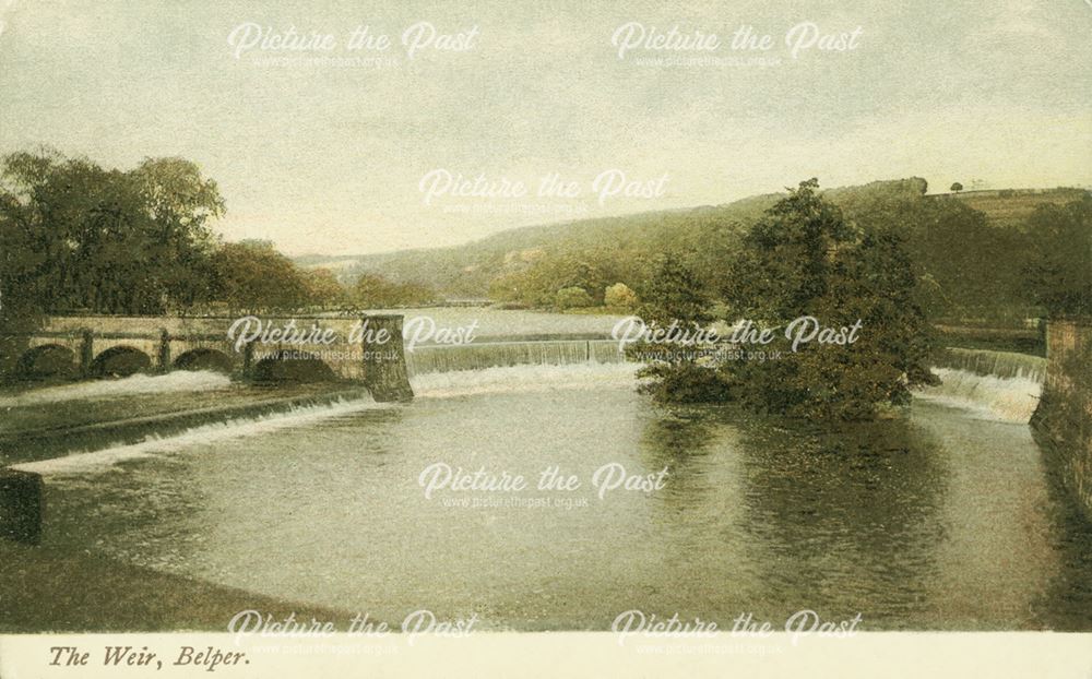 Horseshoe Weir and sluice Gates with River Gardens behind, Belper