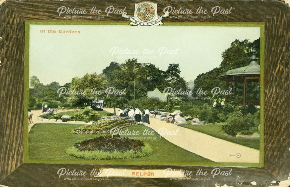 Footpaths, grandstand and flower beds in the River Gardens, Belper