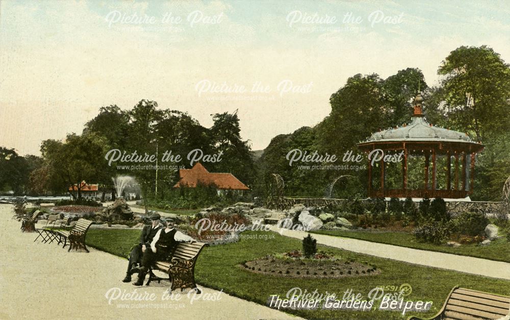 Footpaths, grandstand and flower beds in the River Gardens, Belper