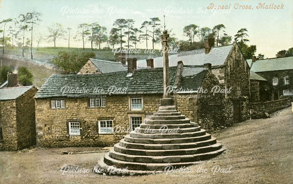 Bonsall Cross, Market Place, Bonsall, c 1900s