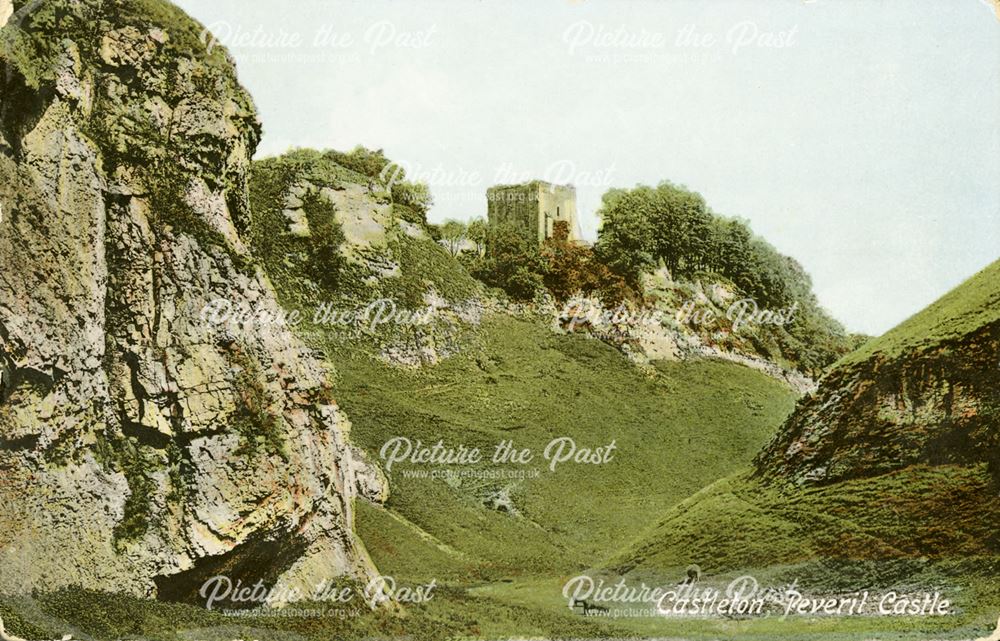 Peveril Castle, looking from Cave Dale