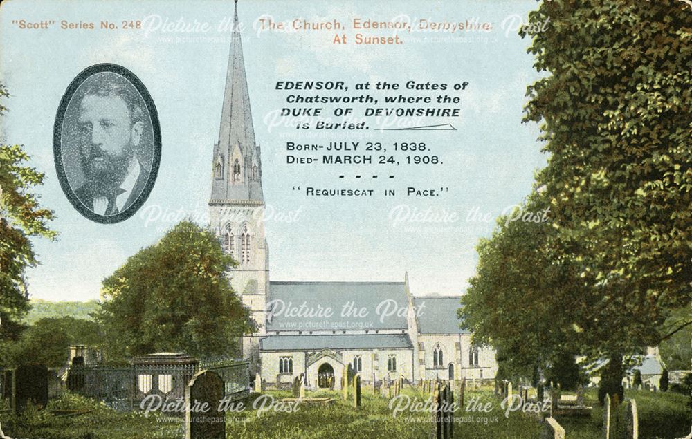 Commemorative card for the death of the 6th Duke of Devonshire. St Peter's Church, Edensor