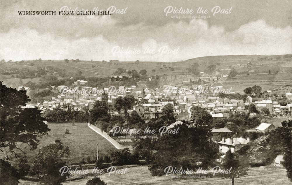 Wirksworth from Gilkin Hill, c 1900s