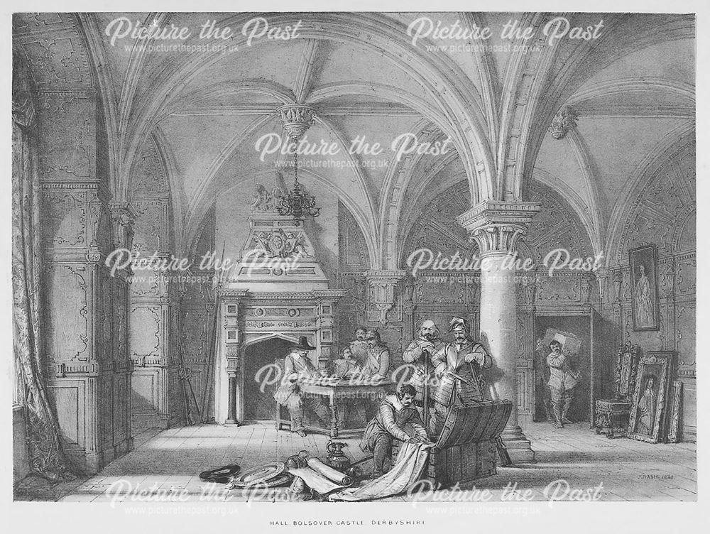 The Pillar Parlour, Bolsover Castle, Derbyshire - picture depicting an event during the Civil War