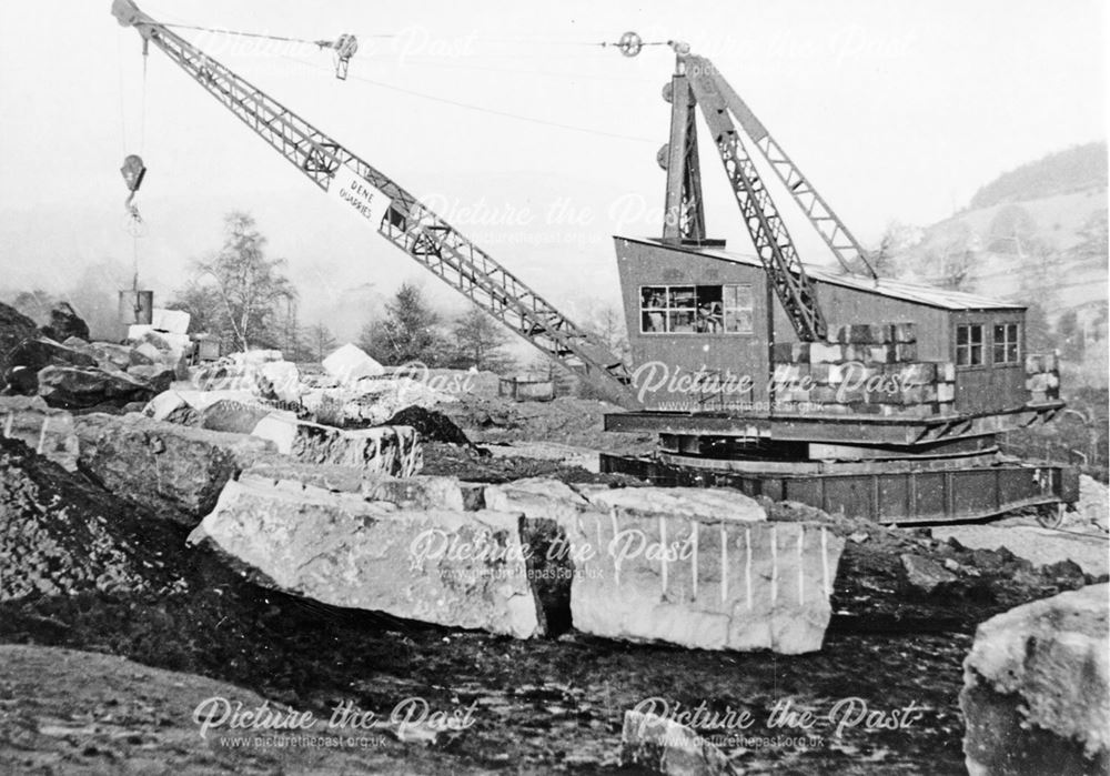 The travelling crane at work, Dene's Quarry