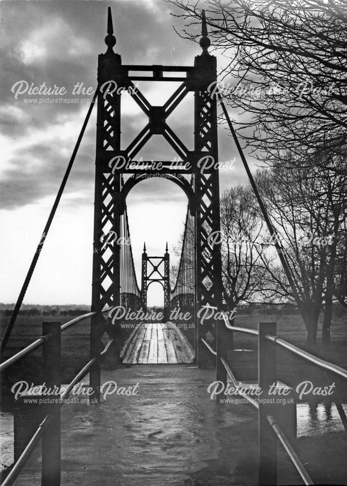 The suspension footbridge, Doveridge, evening time