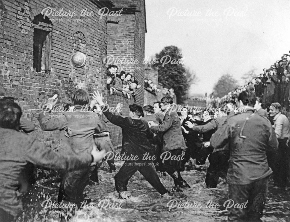 Shrovetide Football, Henmore Brook, Ashbourne, 1952