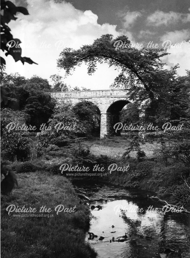 River Meden and railway viaduct, Mansfield Woodhouse, c 1950s ?