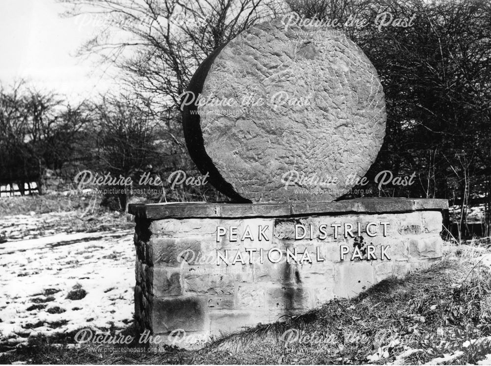 Peak District National Park sign, possibly in the Goyt Valley, c 1960s?