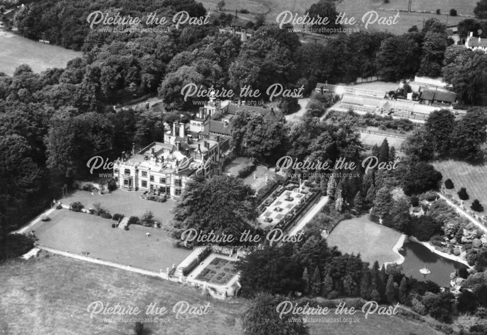 Aerial view of Thornbridge Hall